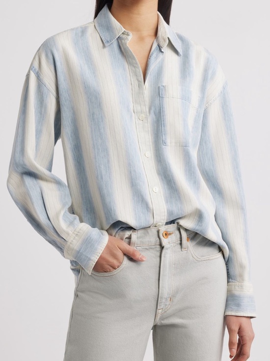 Faherty Tops - Faherty Tried and True Chambray Blue & White Stripe Button Down Shirt‎ XL NWT